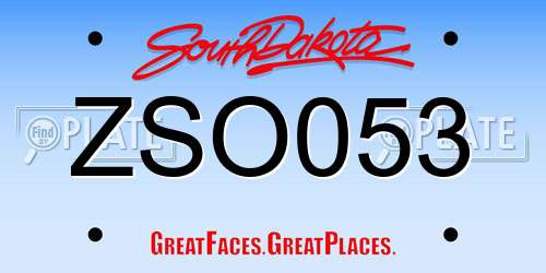 ZSO053 South Dakota License Plate