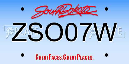 ZSO07W South Dakota License Plate