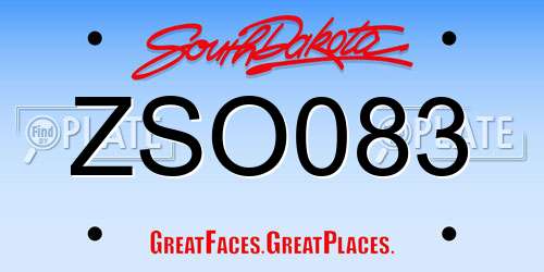 ZSO083 South Dakota License Plate