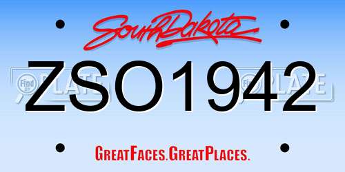 ZSO1942 South Dakota License Plate