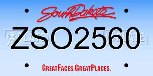 ZSO2560 South Dakota License Plate