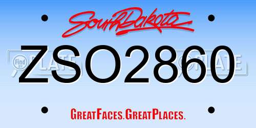 ZSO2860 South Dakota License Plate