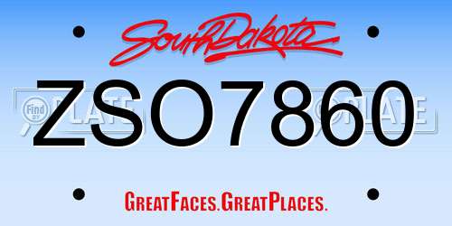 ZSO7860 South Dakota License Plate