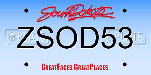 ZSOD53 South Dakota License Plate