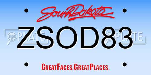 ZSOD83 South Dakota License Plate