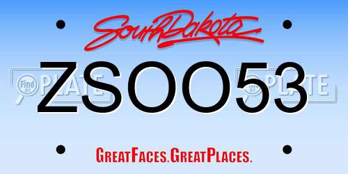ZSOO53 South Dakota License Plate