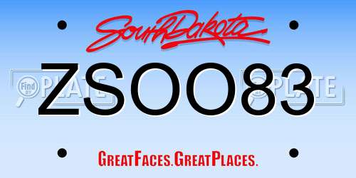 ZSOO83 South Dakota License Plate