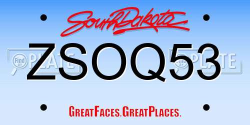 ZSOQ53 South Dakota License Plate