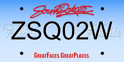 ZSQ02W South Dakota License Plate