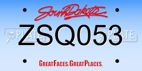 ZSQ053 South Dakota License Plate