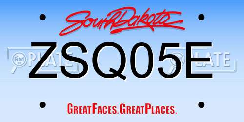 ZSQ05E South Dakota License Plate