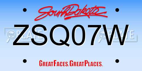 ZSQ07W South Dakota License Plate