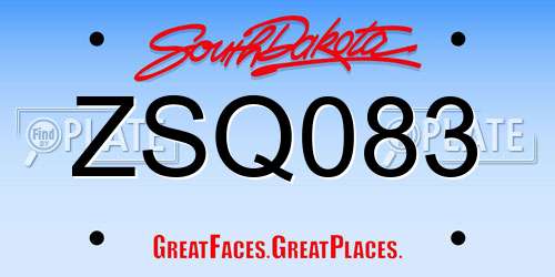 ZSQ083 South Dakota License Plate
