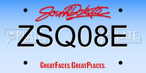 ZSQ08E South Dakota License Plate
