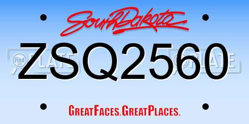 ZSQ2560 South Dakota License Plate