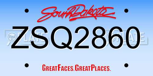 ZSQ2860 South Dakota License Plate