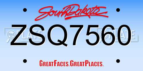 ZSQ7560 South Dakota License Plate