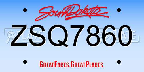ZSQ7860 South Dakota License Plate