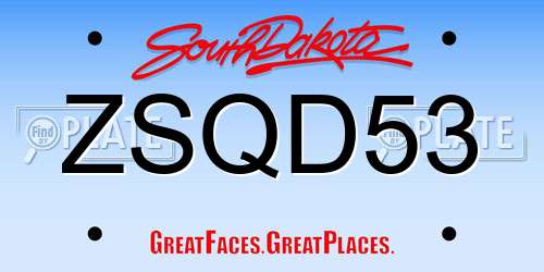 ZSQD53 South Dakota License Plate