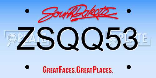 ZSQQ53 South Dakota License Plate
