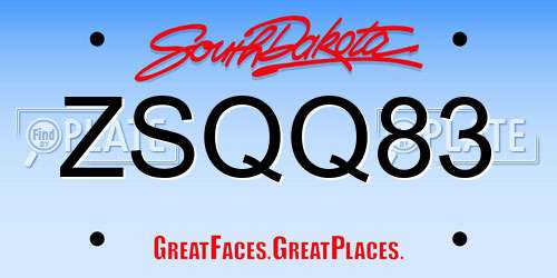 ZSQQ83 South Dakota License Plate