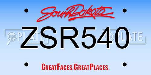 ZSR540 South Dakota License Plate