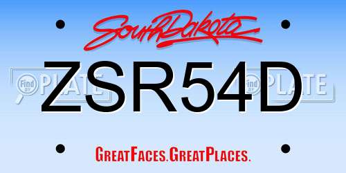ZSR54D South Dakota License Plate