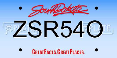 ZSR54O South Dakota License Plate