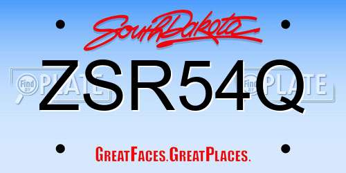 ZSR54Q South Dakota License Plate