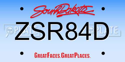 ZSR84D South Dakota License Plate