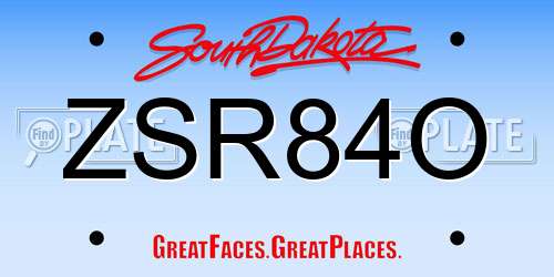 ZSR84O South Dakota License Plate