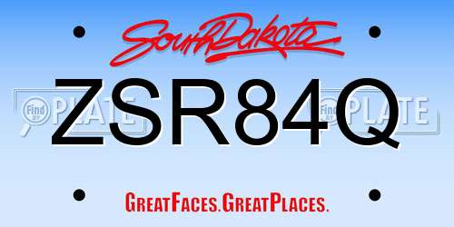 ZSR84Q South Dakota License Plate