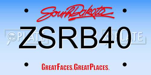 ZSRB40 South Dakota License Plate