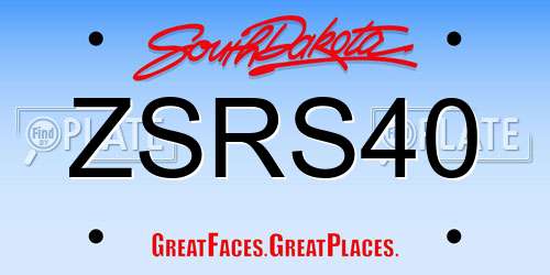 ZSRS40 South Dakota License Plate