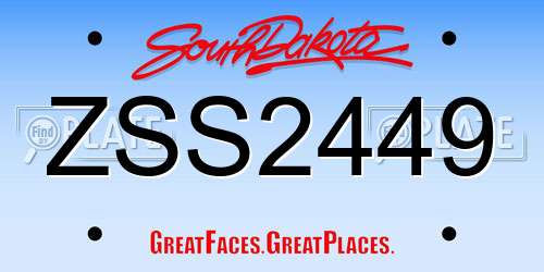 ZSS2449 South Dakota License Plate