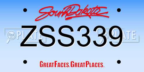 ZSS339 South Dakota License Plate