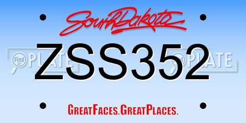 ZSS352 South Dakota License Plate