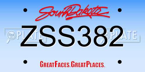 ZSS382 South Dakota License Plate
