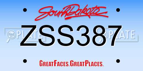 ZSS387 South Dakota License Plate