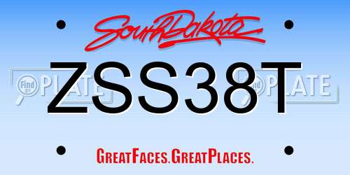 ZSS38T South Dakota License Plate