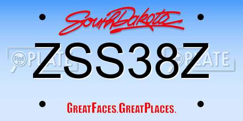 ZSS38Z South Dakota License Plate