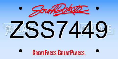 ZSS7449 South Dakota License Plate