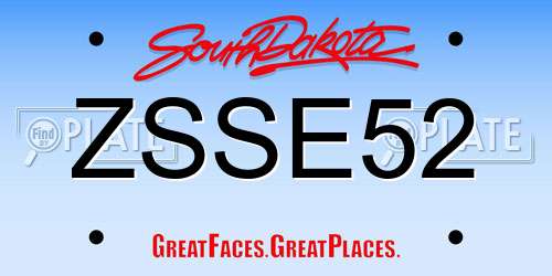 ZSSE52 South Dakota License Plate