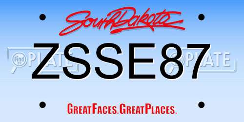 ZSSE87 South Dakota License Plate