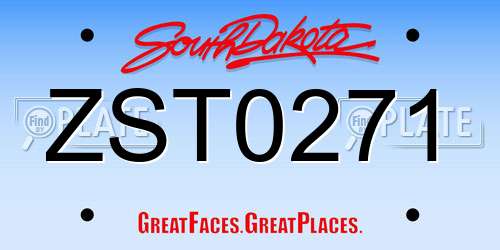 ZST0271 South Dakota License Plate
