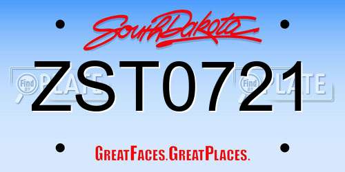 ZST0721 South Dakota License Plate