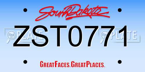 ZST0771 South Dakota License Plate