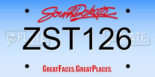ZST126 South Dakota License Plate