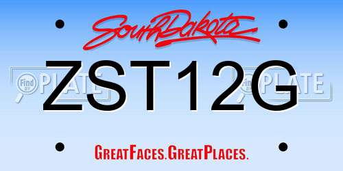 ZST12G South Dakota License Plate