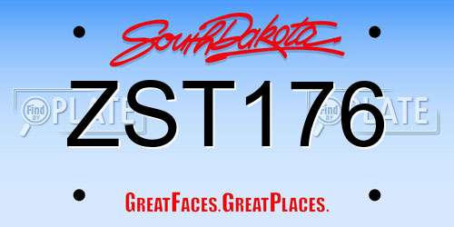 ZST176 South Dakota License Plate